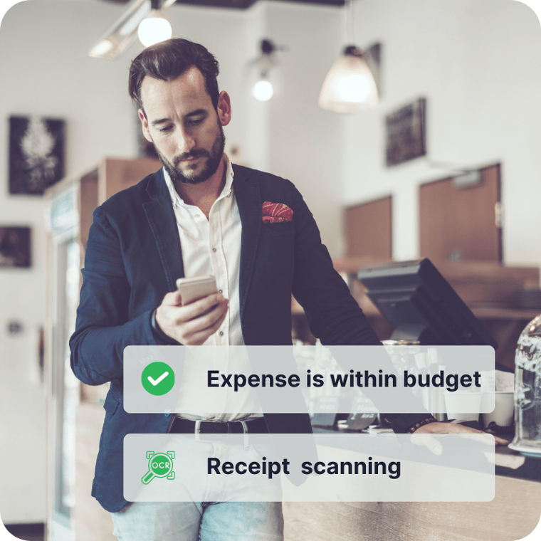 Man using expense management software features