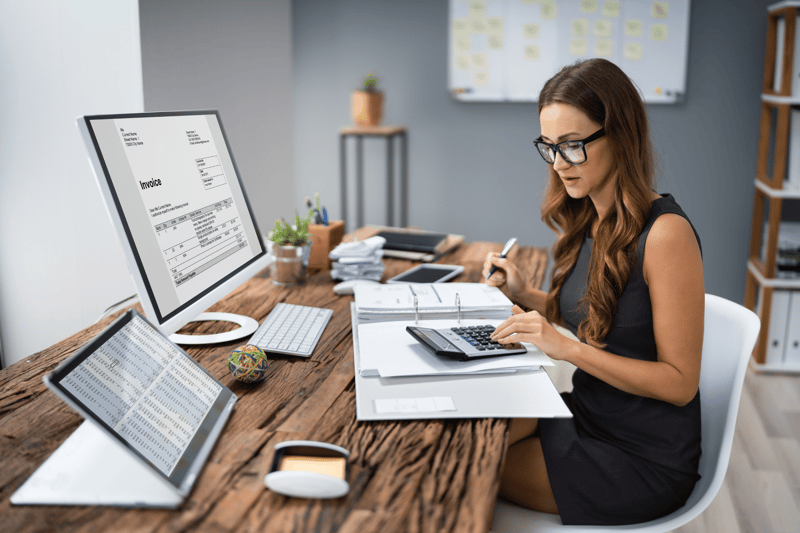 Employee working at her desk