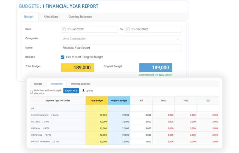 Budget creation and manager feature on ProSpend Budget creation and manager feature on ProSpend