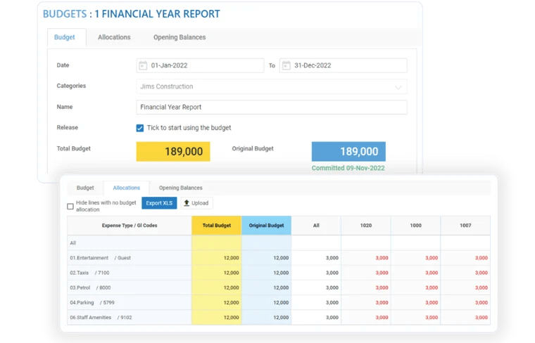 Budget creation and manager feature on ProSpend