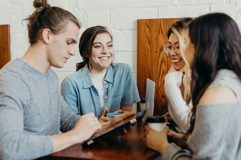 Happy employees in the workplace