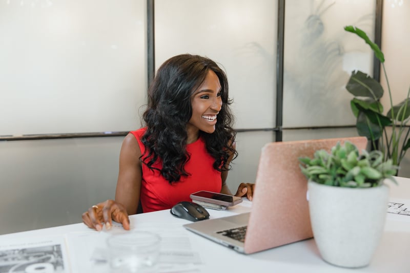 Woman in front of her laptop