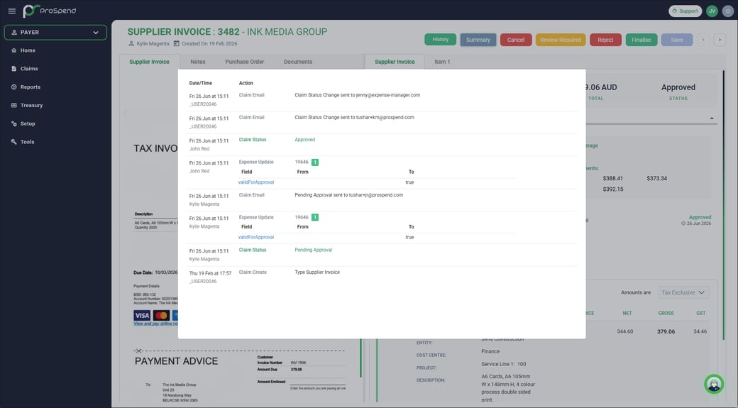 Reporting in  ProSpend
