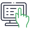 Icon of hand touching a monitor screen.